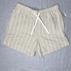 New Goodfellow Beige Elevated 5" Pull On Shorts Linen Blend Mens Medium Neutral